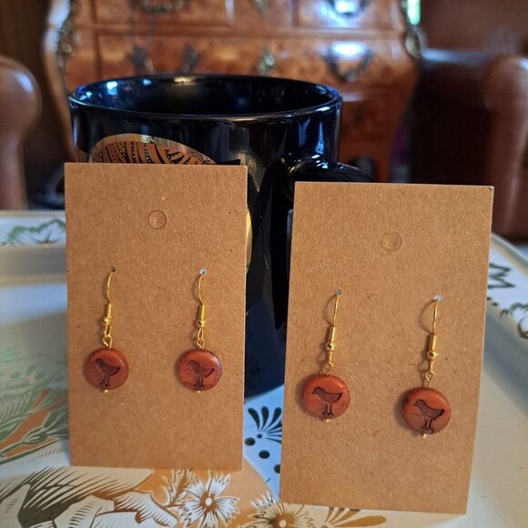 Handmade Czech Glass Bird earrings for women Gold Tone Birds Nature - Picture 4 of 7